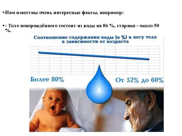 Нам известны очень интересные факты, например: - Тело новорождённого состоит