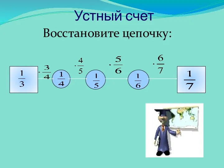 Устный счет Восстановите цепочку: