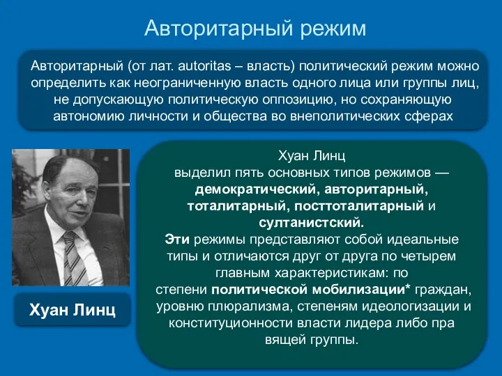 Авторитарный режим . Авторитарный (от лат. autoritas – власть) политический