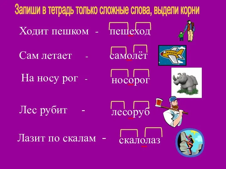 Ходит пешком - пешеход Сам летает - самолёт На носу