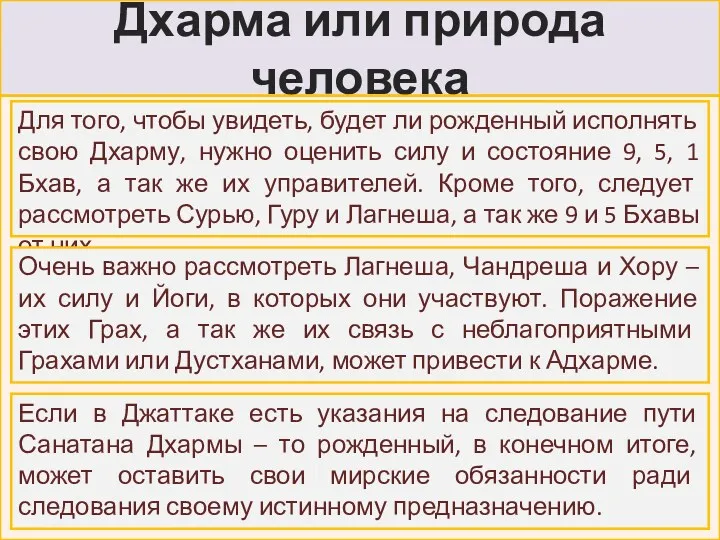 Дхарма или природа человека Для того, чтобы увидеть, будет ли рожденный исполнять свою