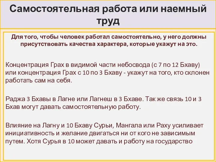 Самостоятельная работа или наемный труд Для того, чтобы человек работал