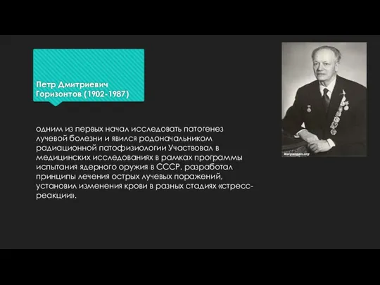 Петр Дмитриевич Горизонтов (1902-1987) одним из первых начал исследовать патогенез