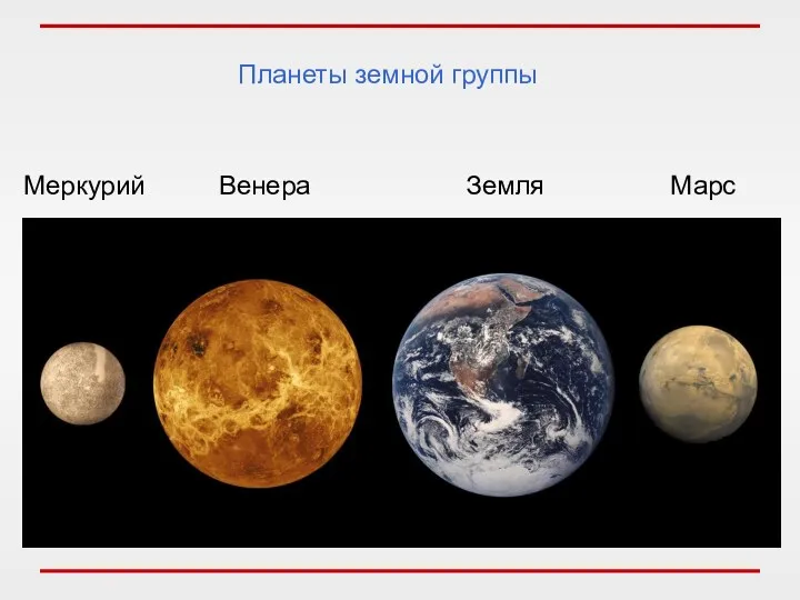 Планеты земной группы Меркурий Венера Земля Марс