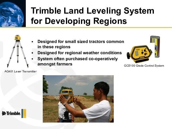 Trimble Land Leveling System for Developing Regions AG401 Laser Transmitter GCS100 Grade Control