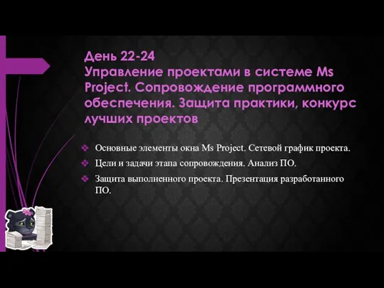 День 22-24 Управление проектами в системе Ms Project. Сопровождение программного