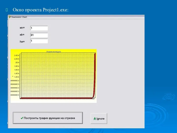 Окно проекта Project1.exe: