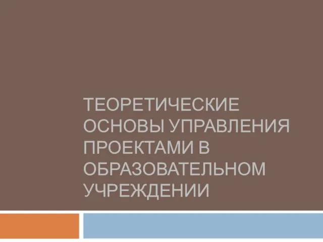 Теоретические основы управления проектами в образовательном учреждении