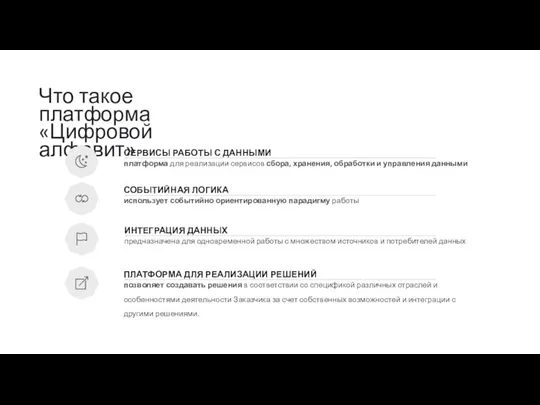 Что такое платформа «Цифровой алфавит» СЕРВИСЫ РАБОТЫ С ДАННЫМИ платформа