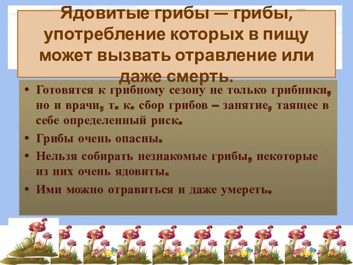 Готовятся к грибному сезону не только грибники, но и врачи,