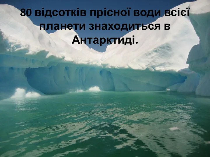 80 відсотків прісної води всієї планети знаходиться в Антарктиді.