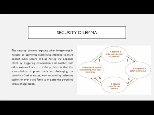 SECURITY DILEMMA The security dilemma explains when investments in military