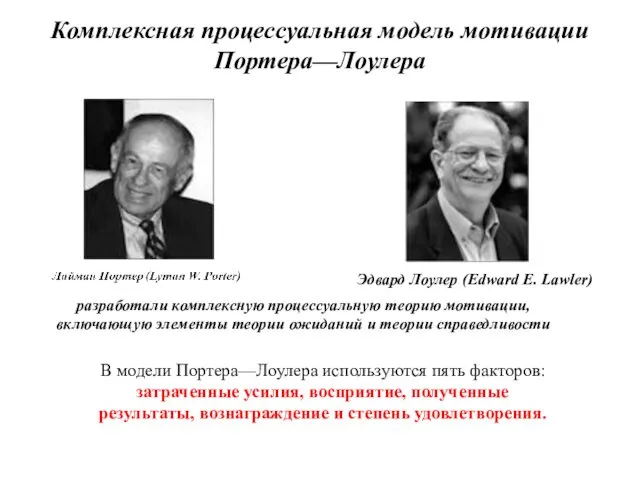 Комплексная процессуальная модель мотивации Портера—Лоулера Эдвард Лоулер (Edward E. Lawler)