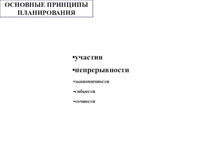 участия непрерывности экономичности гибкости точности ОСНОВНЫЕ ПРИНЦИПЫ ПЛАНИРОВАНИЯ