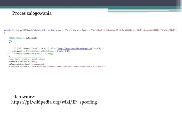 Proces zalogowania jak również: https://pl.wikipedia.org/wiki/IP_spoofing