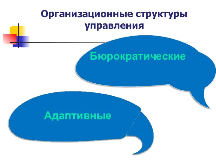 Организационные структуры управления Бюрократические Адаптивные Организационные структуры управления