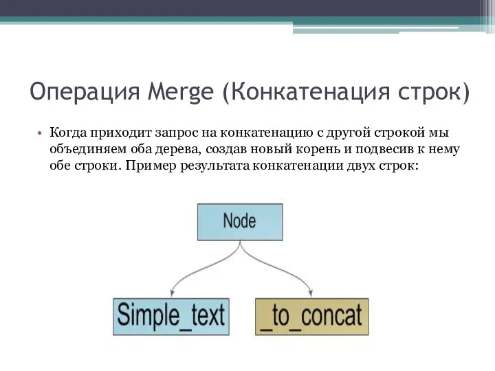 Операция Merge (Конкатенация строк) Когда приходит запрос на конкатенацию с