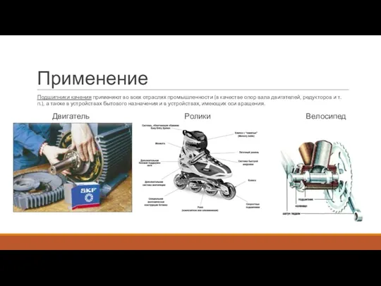 Применение Подшипники качения применяют во всех отраслях промышленности (в качестве