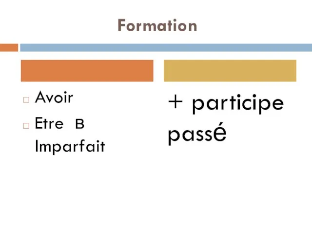 Formation Avoir Etre в Imparfait + participe passé