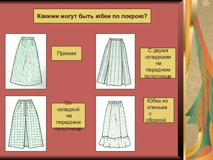 Какими могут быть юбки по покрою? Прямая С двумя складками