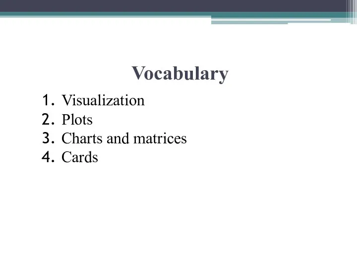 Vocabulary Visualization Plots Charts and matrices Cards
