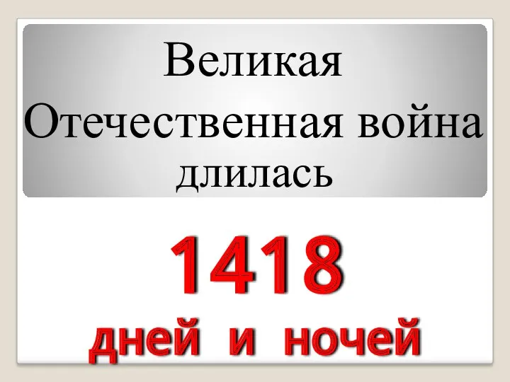 1418 дней и ночей Великая Отечественная война длилась