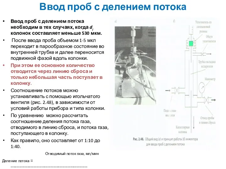 Ввод проб с делением потока Ввод проб с делением потока