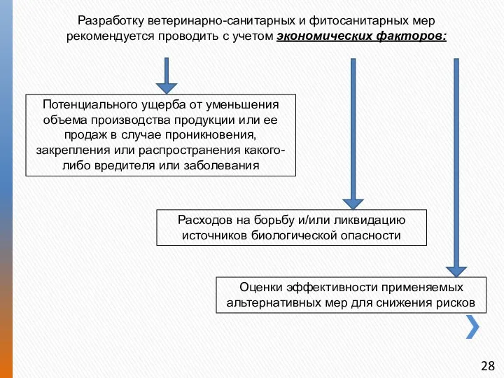 Разработку ветеринарно-санитарных и фитосанитарных мер рекомендуется проводить с учетом экономических