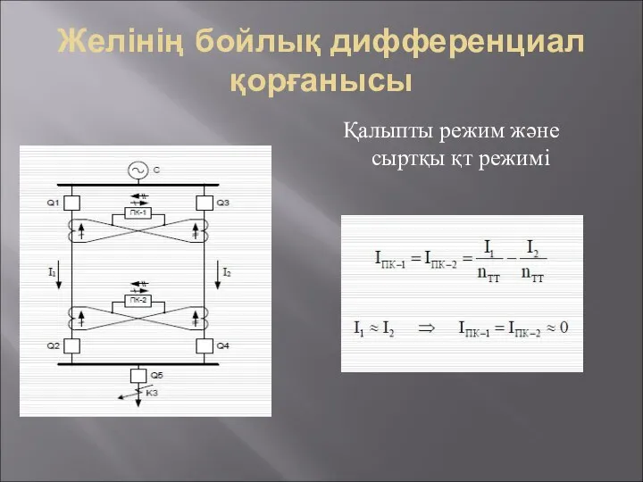 Желінің бойлық дифференциал қорғанысы Қалыпты режим және сыртқы қт режимі