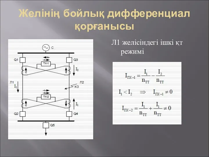 Желінің бойлық дифференциал қорғанысы Л1 желісіндегі ішкі қт режимі