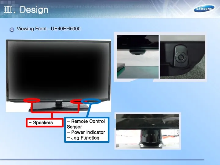 Ⅲ. Design Viewing Front - UE40EH5000 - Speakers - Remote Control Sensor -