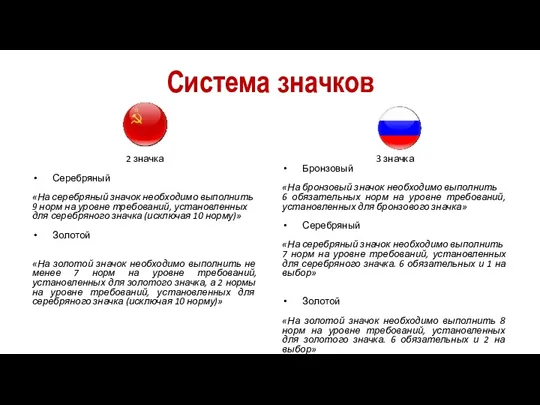 Система значков 2 значка Серебряный «На серебряный значок необходимо выполнить