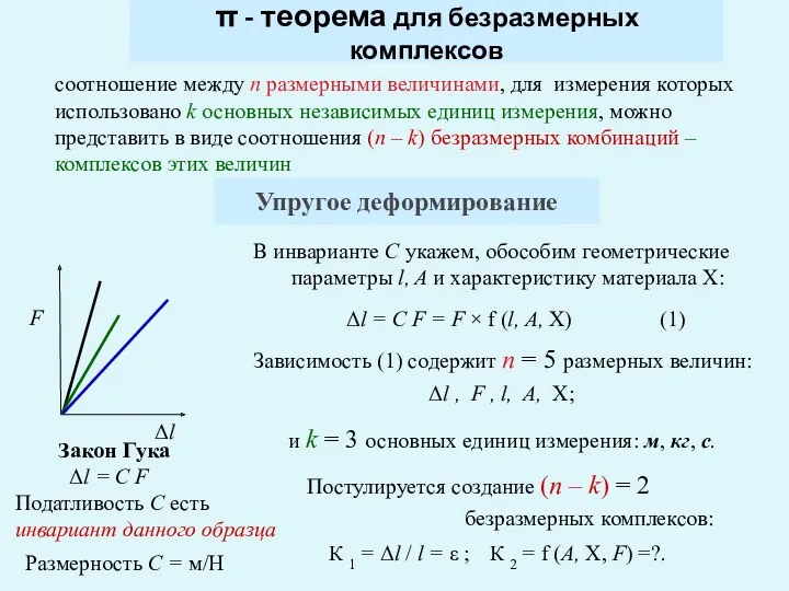 π - теорема для безразмерных комплексов соотношение между n размерными