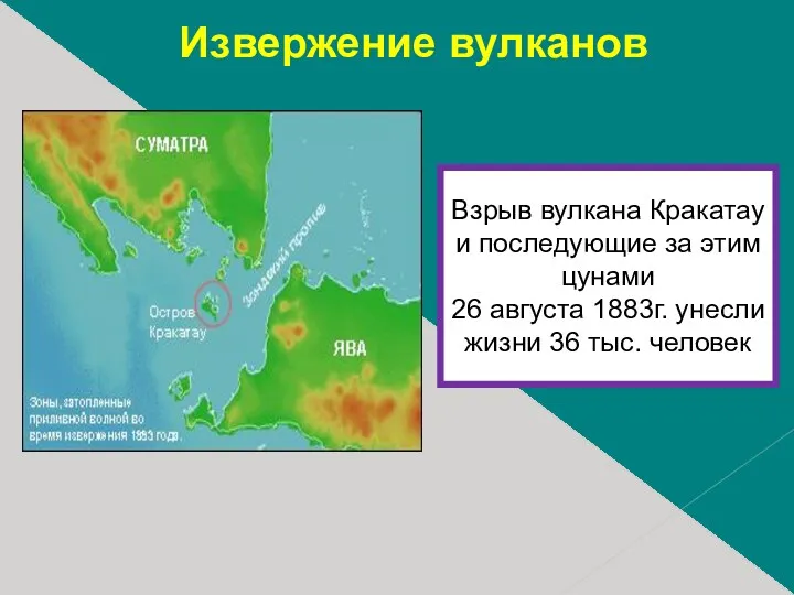 Взрыв вулкана Кракатау и последующие за этим цунами 26 августа