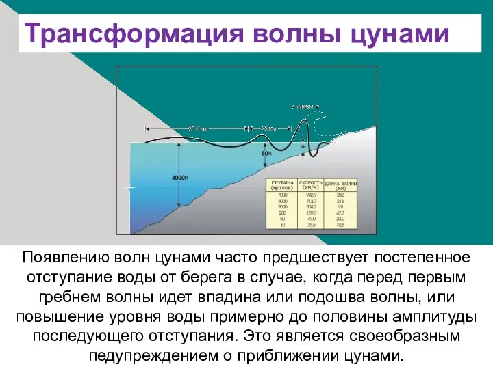 Появлению волн цунами часто предшествует постепенное отступание воды от берега