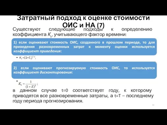 Затратный подход к оценке стоимости ОИС и НА (7) Существуют