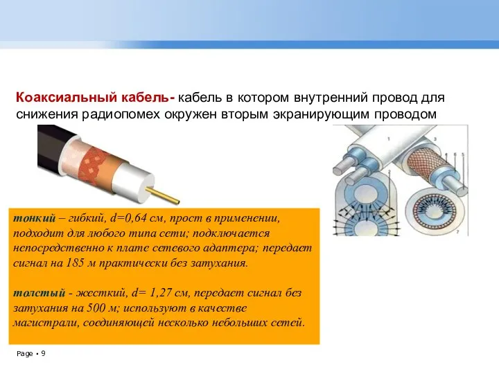 Коаксиальный кабель- кабель в котором внутренний провод для снижения радиопомех