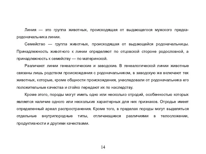 14 Линия — это группа животных, происходящая от выдающегося мужского