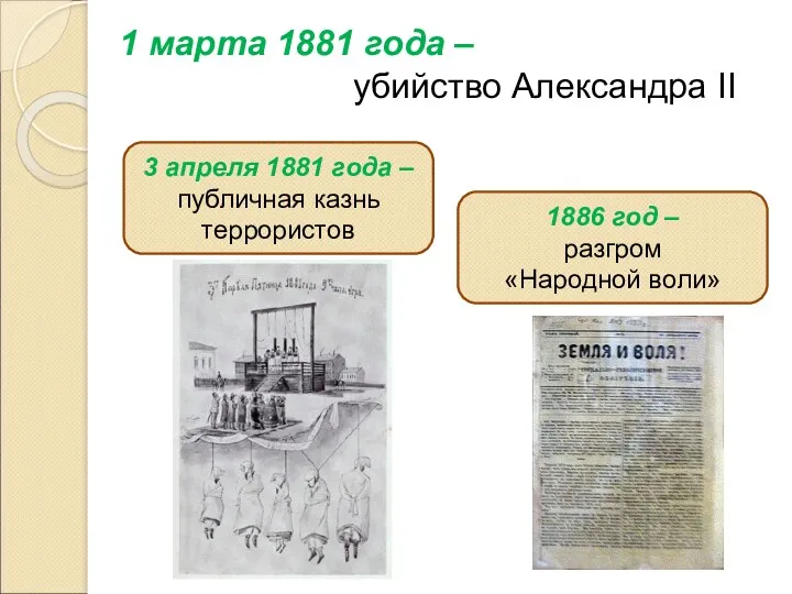 1 марта 1881 года – убийство Александра II 3 апреля