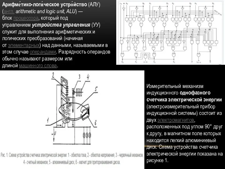 Арифме́тико-логи́ческое устро́йство (АЛУ) (англ. arithmetic and logic unit, ALU) —