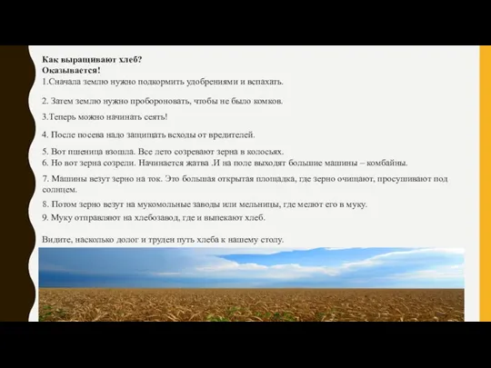 Как выращивают хлеб? Оказывается! 1.Сначала землю нужно подкормить удобрениями и