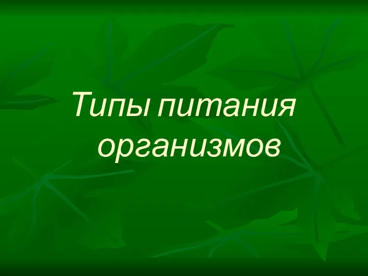 Типы питания организмов