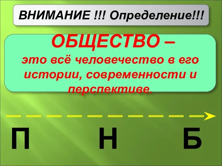 ВНИМАНИЕ !!! Определение!!! ОБЩЕСТВО – это всё человечество в его