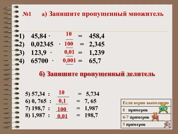 б) Запишите пропущенный делитель №1 а) Запишите пропущенный множитель 45,84