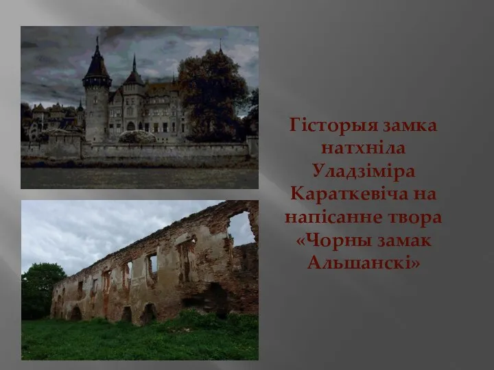 Гісторыя замка натхніла Уладзіміра Караткевіча на напісанне твора «Чорны замак Альшанскі»
