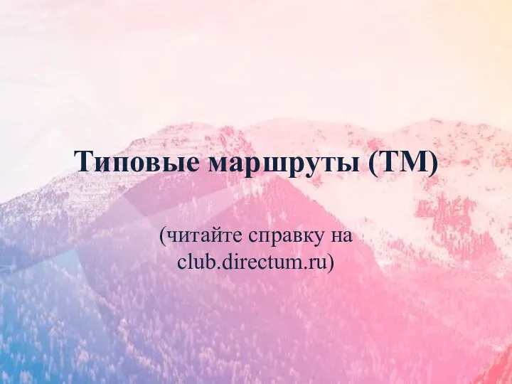Типовые маршруты (ТМ) (читайте справку на club.directum.ru)
