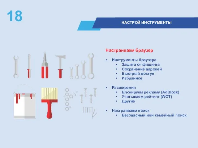 Настраиваем браузер Инструменты браузера Защита от фишинга Сохранение паролей Быстрый