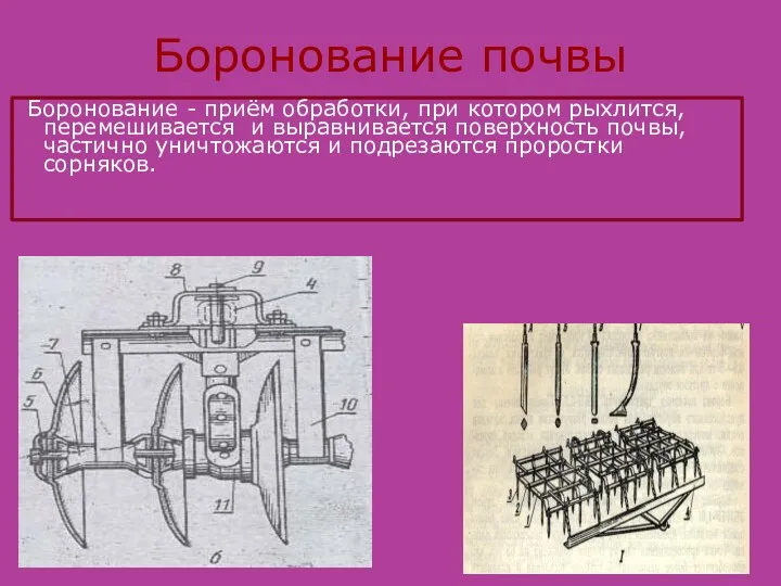 Боронование почвы Боронование - приём обработки, при котором рыхлится, перемешивается