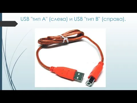 USB "тип A" (слева) и USB "тип B" (справа).