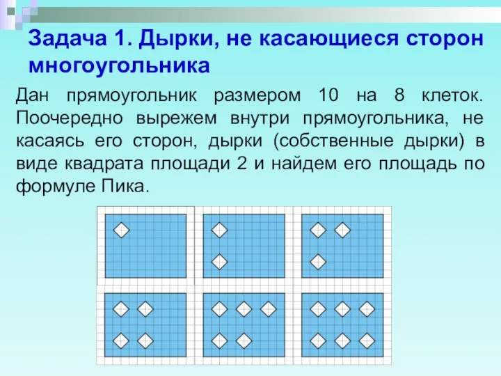 Задача 1. Дырки, не касающиеся сторон многоугольника Дан прямоугольник размером